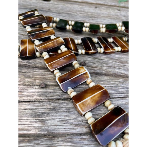 Vintage BOHO Festival HIppy Tie Belt Faux Horn Resin Beads - Picture 2 of 13